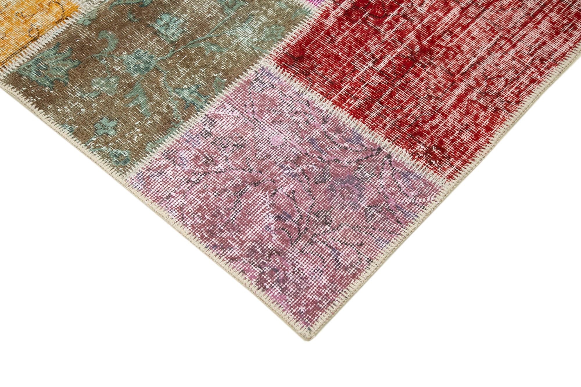 Kırk Yama Mavi Patchwork Pamuk Yün El Dokuma Halısı 143x206 Agacan
