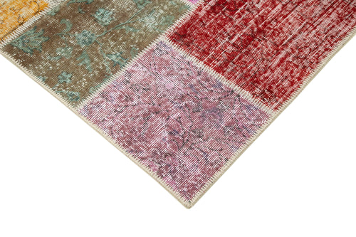 Kırk Yama Mavi Patchwork Pamuk Yün El Dokuma Halısı 143x206 Agacan