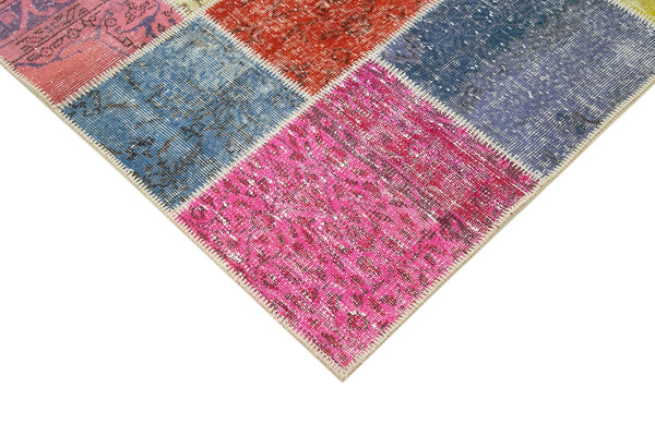 Kırk Yama Mavi Patchwork Pamuk Yün El Dokuma Halısı 145x204 Agacan