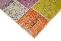 Kırk Yama Mavi Patchwork Pamuk Yün El Dokuma Halısı 145x206 Agacan