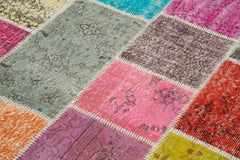 Kırk Yama Mavi Patchwork Pamuk Yün El Dokuma Halısı 145x206 Agacan