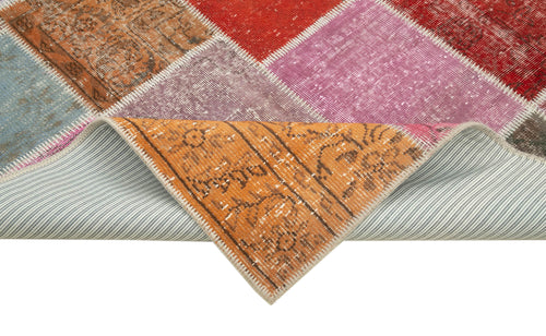 Kırk Yama Mavi Patchwork Pamuk Yün El Dokuma Halısı 144x212 Agacan