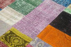 Kırk Yama Mavi Patchwork Pamuk Yün El Dokuma Halısı 142x201 Agacan