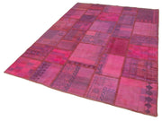 Kırk Yama Pembe Patchwork Pamuk Yün El Dokuma Halısı 178x248 Agacan