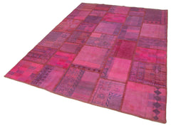 Kırk Yama Pembe Patchwork Pamuk Yün El Dokuma Halısı 178x248 Agacan