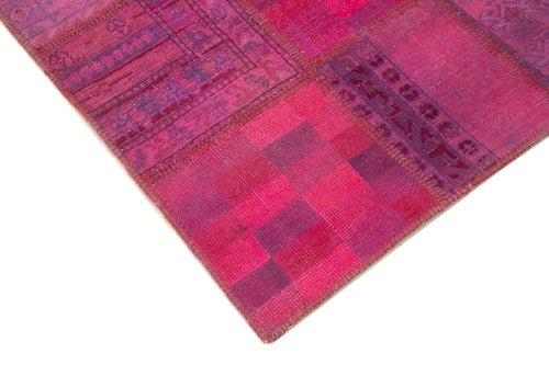 Kırk Yama Pembe Patchwork Pamuk Yün El Dokuma Halısı 178x248 Agacan