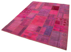Kırk Yama Pembe Patchwork Pamuk Yün El Dokuma Halısı 180x236 Agacan