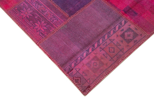 Kırk Yama Pembe Patchwork Pamuk Yün El Dokuma Halısı 180x236 Agacan