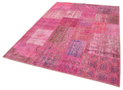 Kırk Yama Pembe Patchwork Pamuk Yün El Dokuma Halısı 170x239 Agacan