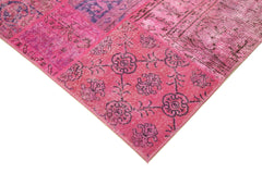 Kırk Yama Pembe Patchwork Pamuk Yün El Dokuma Halısı 170x239 Agacan