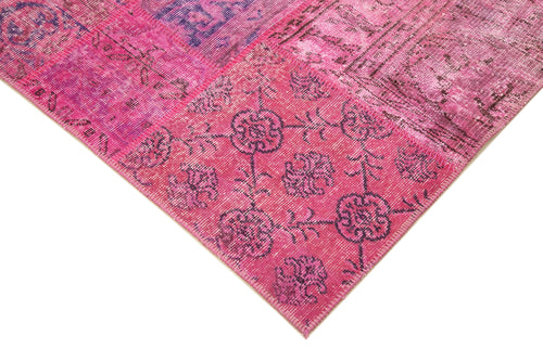 Kırk Yama Pembe Patchwork Pamuk Yün El Dokuma Halısı 170x239 Agacan