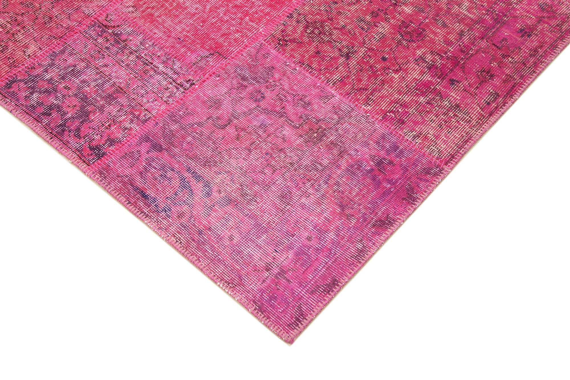 Kırk Yama Pembe Patchwork Pamuk Yün El Dokuma Halısı 170x241 Agacan