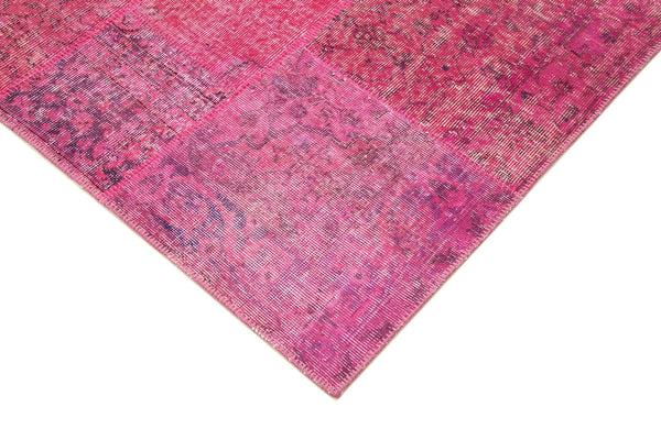 Kırk Yama Pembe Patchwork Pamuk Yün El Dokuma Halısı 170x241 Agacan
