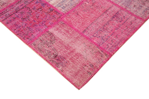 Kırk Yama Pembe Patchwork Pamuk Yün El Dokuma Halısı 175x242 Agacan