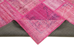 Kırk Yama Pembe Patchwork Pamuk Yün El Dokuma Halısı 175x242 Agacan