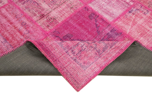 Kırk Yama Pembe Patchwork Pamuk Yün El Dokuma Halısı 175x242 Agacan