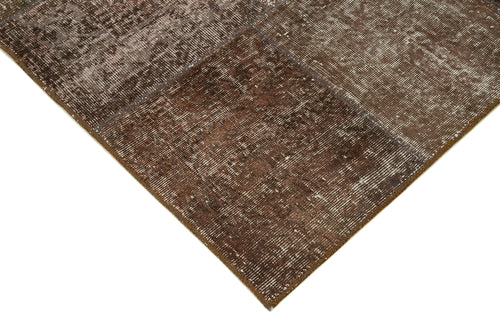 Kırk Yama Kahverengi Patchwork Pamuk Yün El Dokuma Halısı 170x243 Agacan