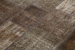 Kırk Yama Kahverengi Patchwork Pamuk Yün El Dokuma Halısı 170x243 Agacan