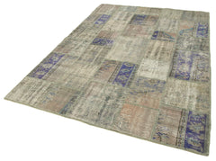 Kırk Yama Gri Patchwork Pamuk Yün El Dokuma Halısı 178x250 Agacan