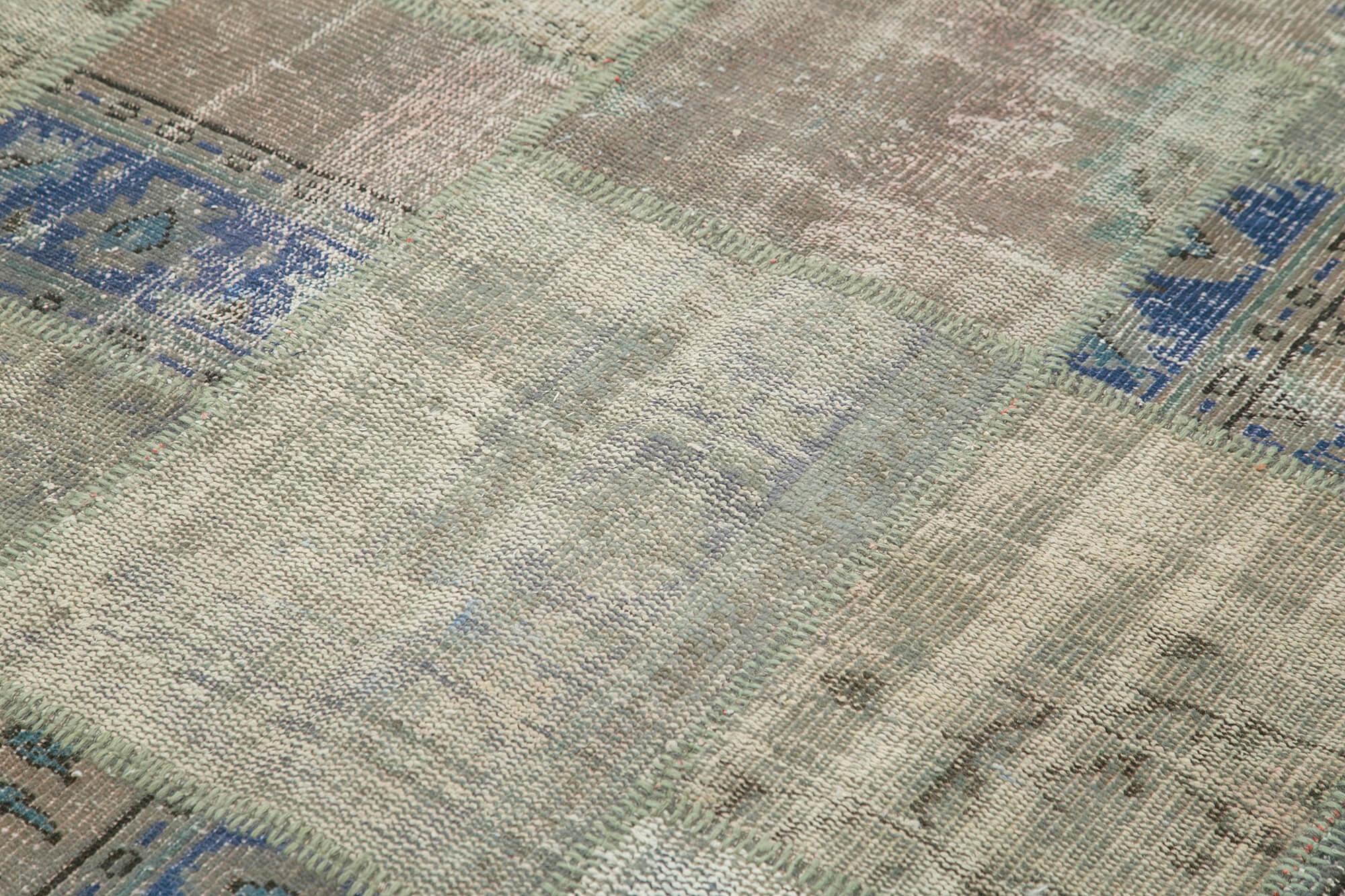 Kırk Yama Gri Patchwork Pamuk Yün El Dokuma Halısı 178x250 Agacan