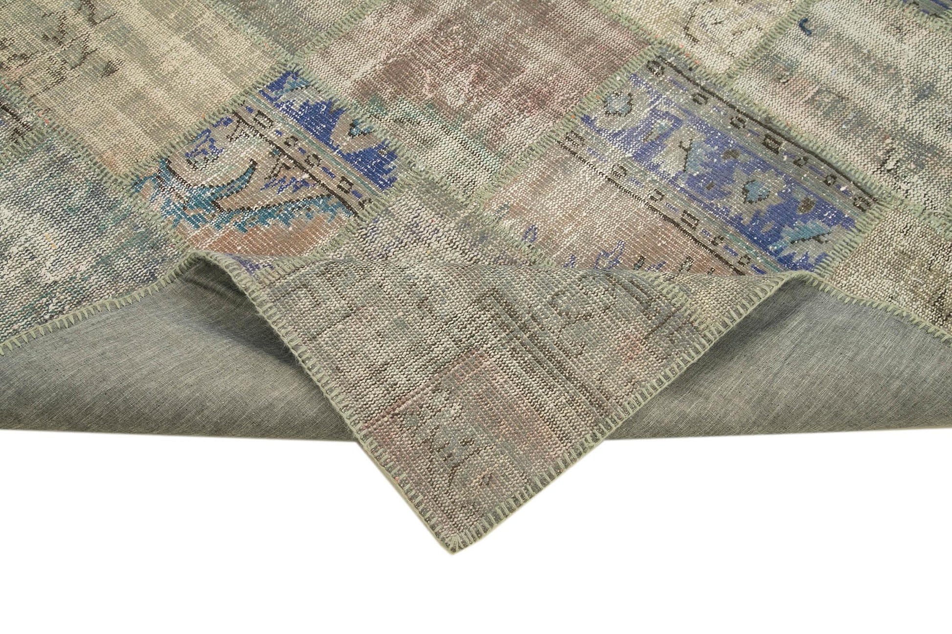 Kırk Yama Gri Patchwork Pamuk Yün El Dokuma Halısı 178x250 Agacan