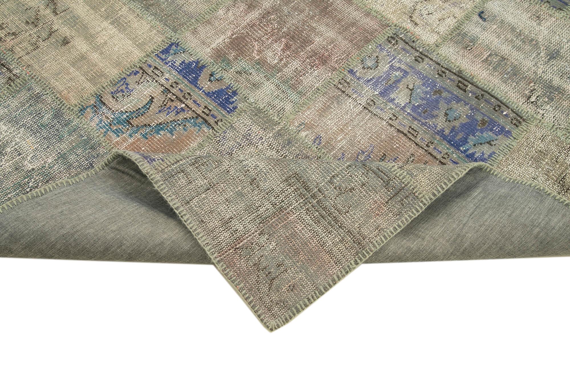 Kırk Yama Gri Patchwork Pamuk Yün El Dokuma Halısı 178x250 Agacan