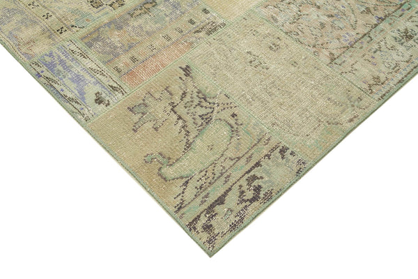 Kırk Yama Bej Patchwork Pamuk Yün El Dokuma Halısı 169x245 Agacan