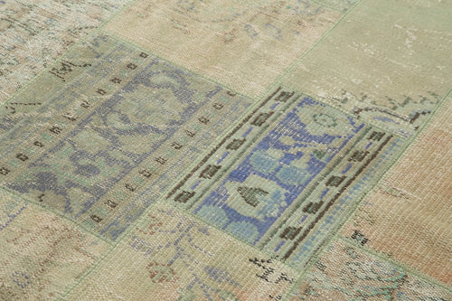 Kırk Yama Bej Patchwork Pamuk Yün El Dokuma Halısı 169x245 Agacan