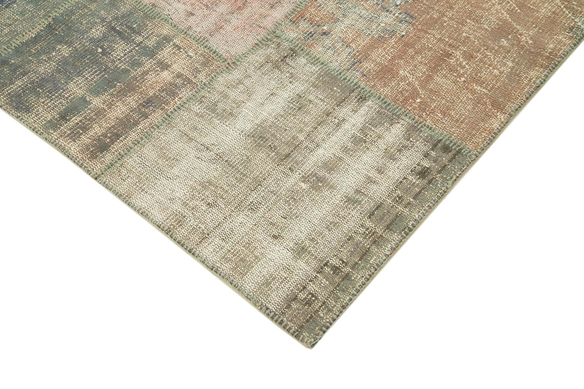 Kırk Yama Gri Patchwork Pamuk Yün El Dokuma Halısı 175x242 Agacan