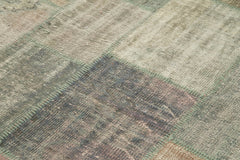 Kırk Yama Gri Patchwork Pamuk Yün El Dokuma Halısı 175x242 Agacan