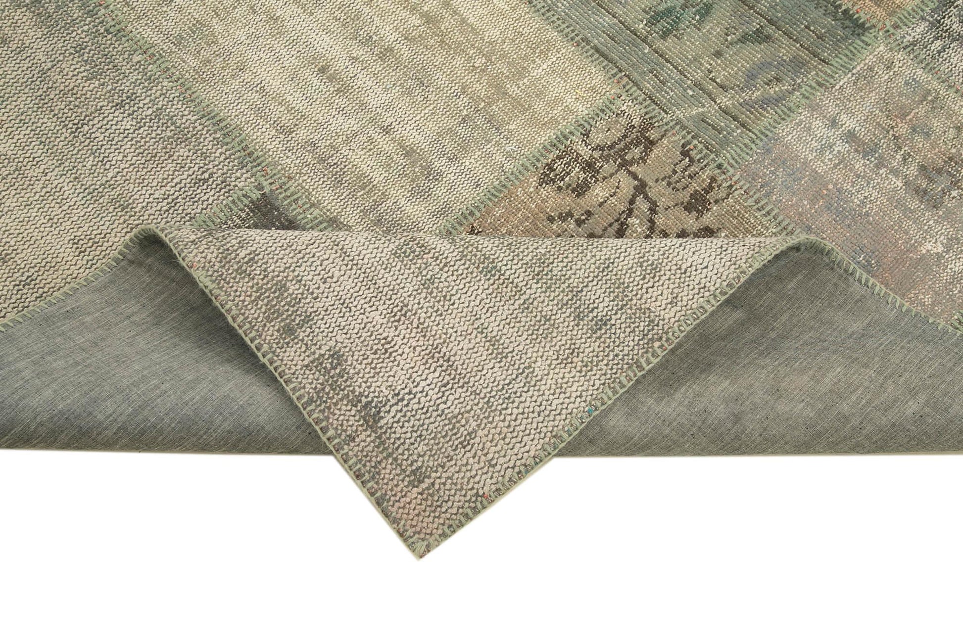 Kırk Yama Gri Patchwork Pamuk Yün El Dokuma Halısı 175x242 Agacan