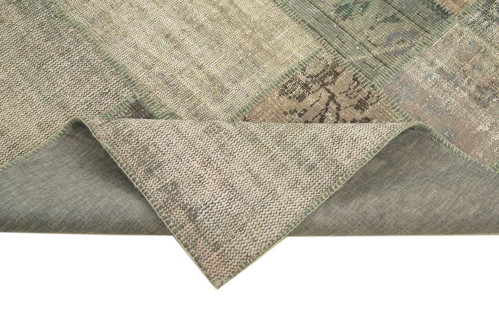 Kırk Yama Gri Patchwork Pamuk Yün El Dokuma Halısı 175x242 Agacan