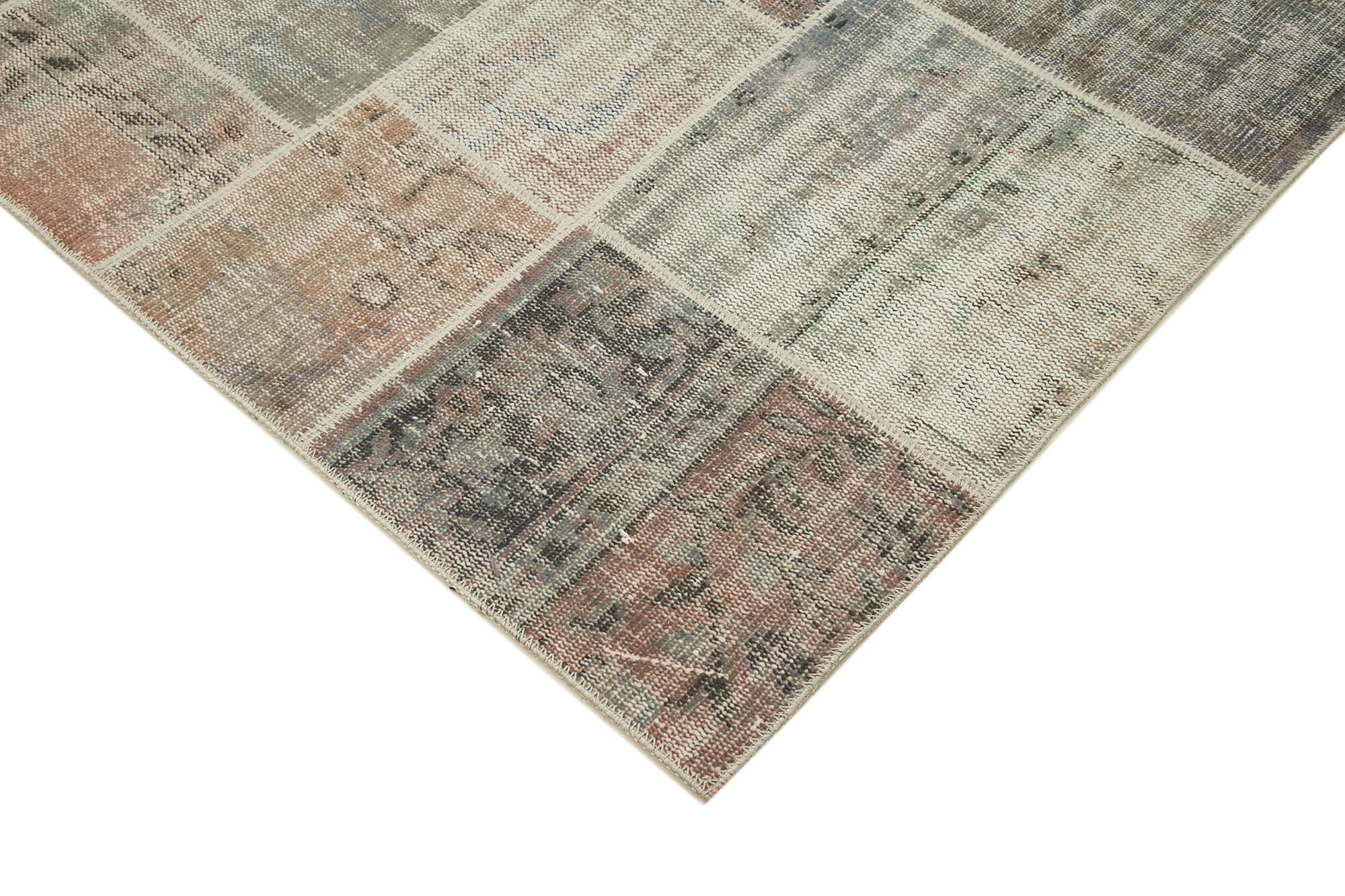 Kırk Yama Gri Patchwork Pamuk Yün El Dokuma Halısı 171x240 Agacan