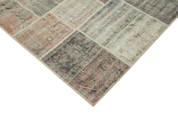 Kırk Yama Gri Patchwork Pamuk Yün El Dokuma Halısı 171x240 Agacan