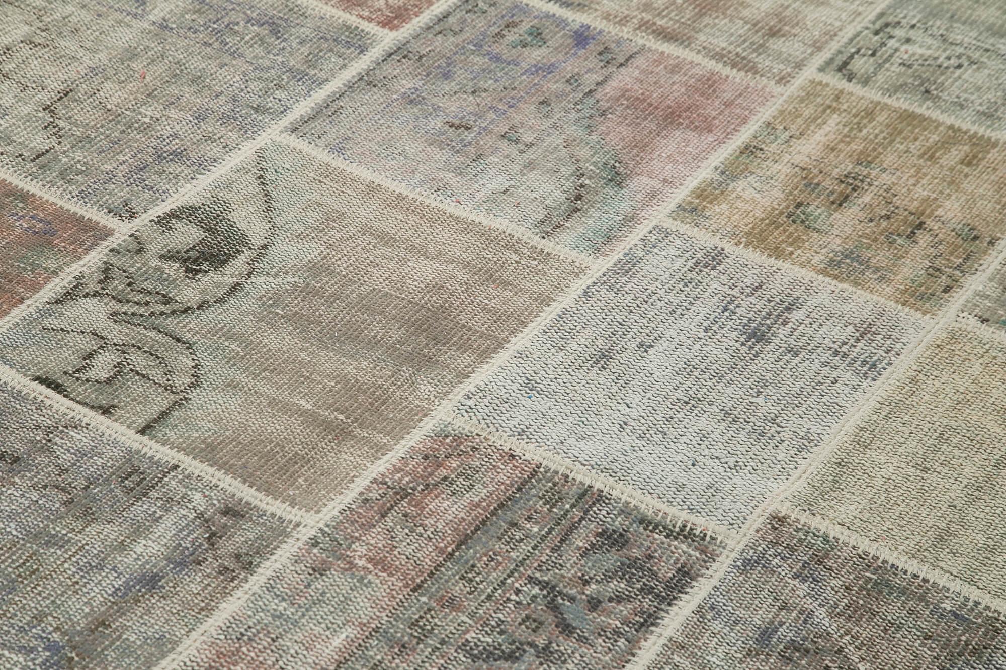 Kırk Yama Gri Patchwork Pamuk Yün El Dokuma Halısı 171x240 Agacan