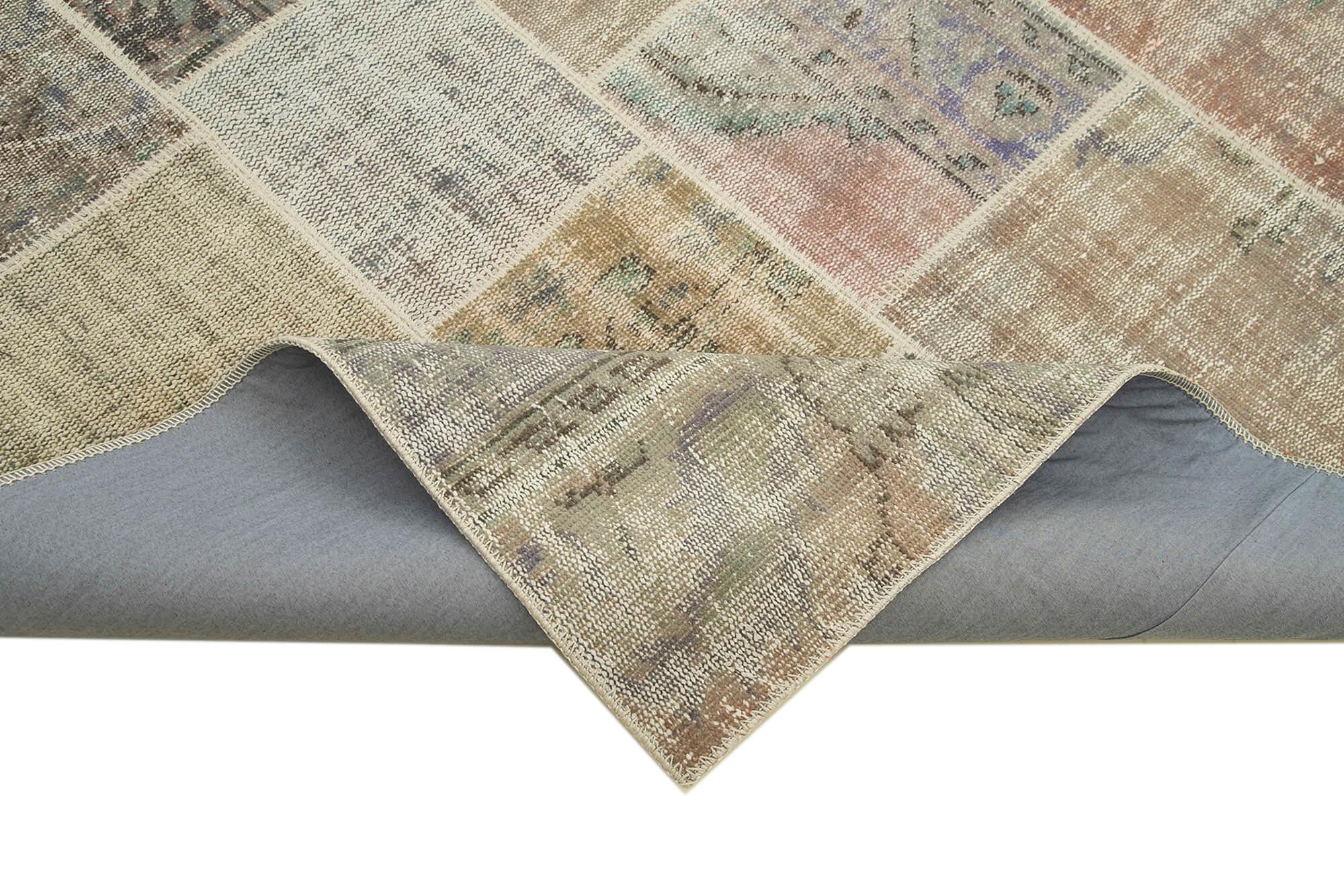 Kırk Yama Gri Patchwork Pamuk Yün El Dokuma Halısı 171x240 Agacan
