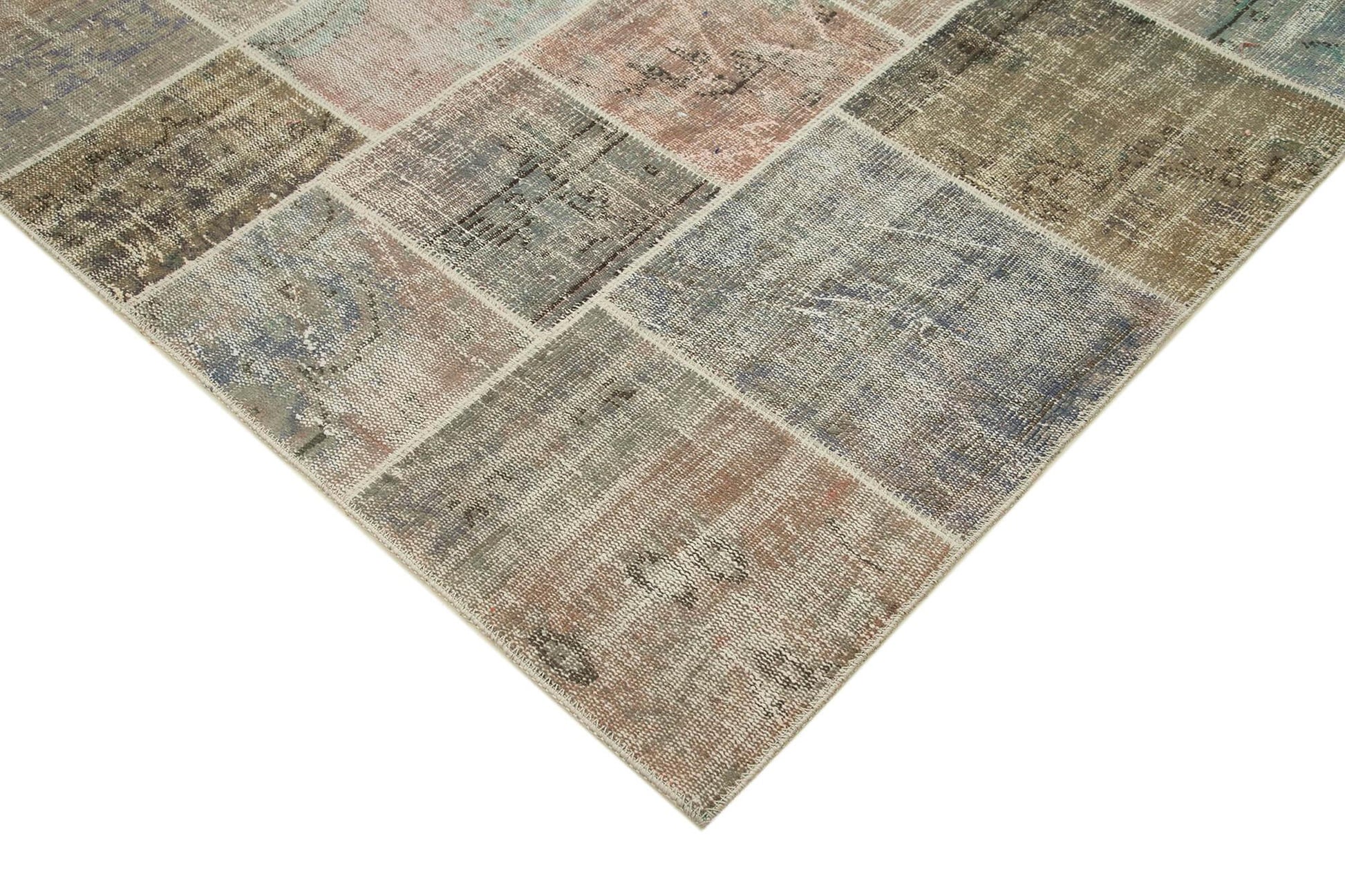 Kırk Yama Gri Patchwork Pamuk Yün El Dokuma Halısı 172x242 Agacan