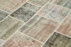 Kırk Yama Gri Patchwork Pamuk Yün El Dokuma Halısı 172x242 Agacan