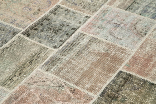 Kırk Yama Gri Patchwork Pamuk Yün El Dokuma Halısı 172x242 Agacan