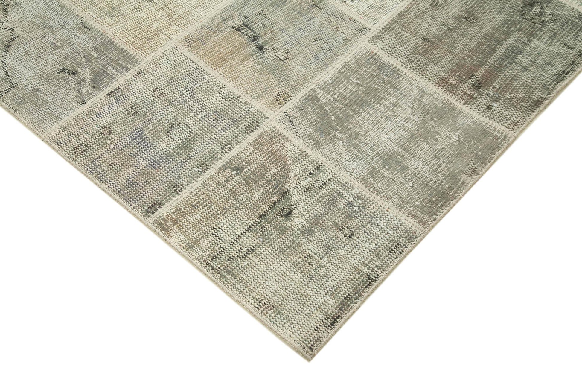 Kırk Yama Gri Patchwork Pamuk Yün El Dokuma Halısı 173x246 Agacan
