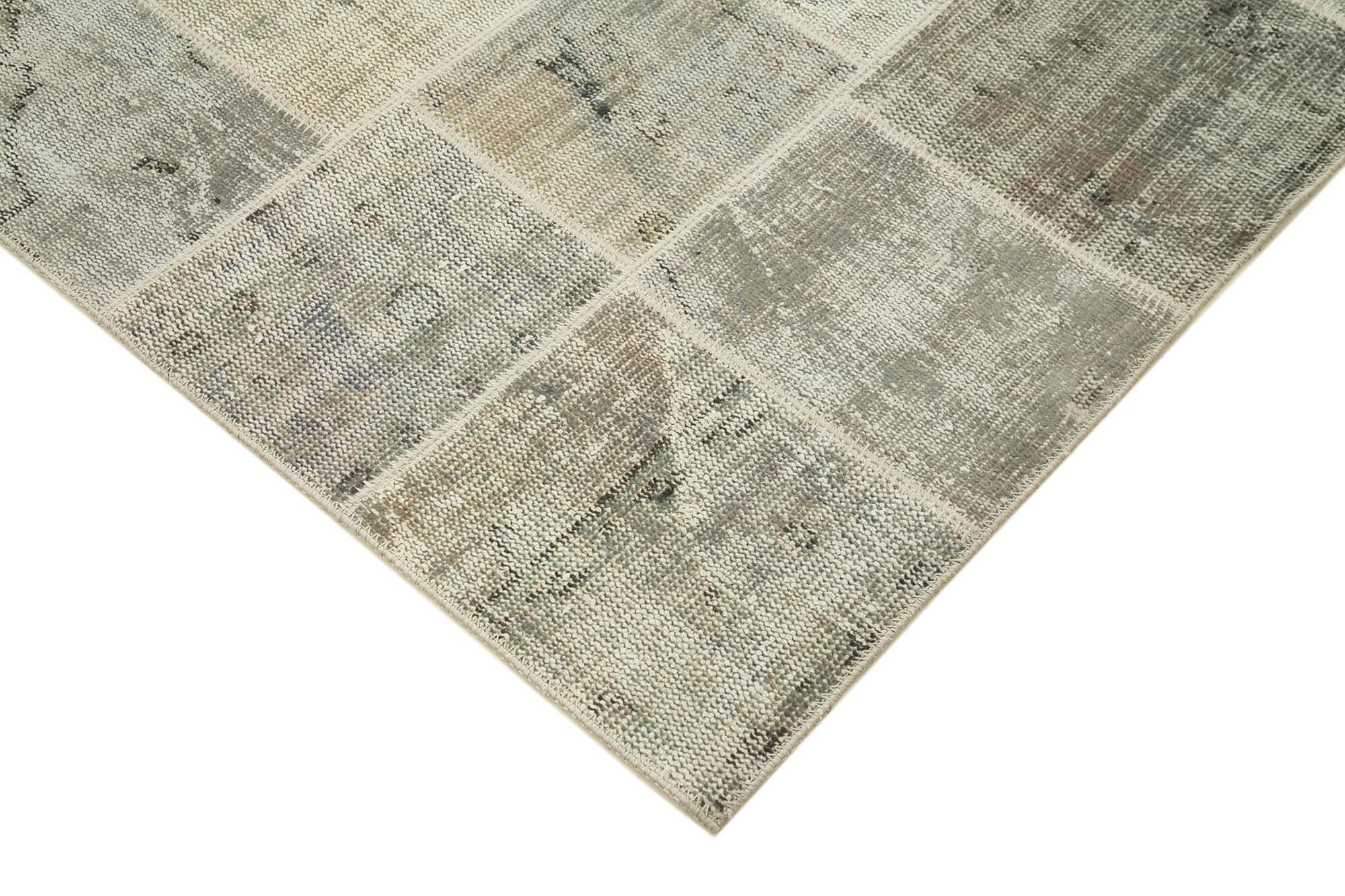 Kırk Yama Gri Patchwork Pamuk Yün El Dokuma Halısı 173x246 Agacan