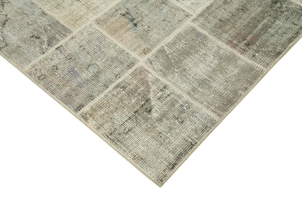 Kırk Yama Gri Patchwork Pamuk Yün El Dokuma Halısı 173x246 Agacan