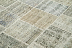 Kırk Yama Gri Patchwork Pamuk Yün El Dokuma Halısı 173x246 Agacan