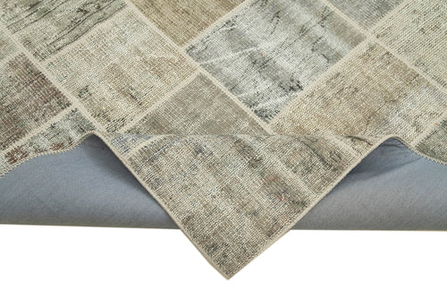 Kırk Yama Gri Patchwork Pamuk Yün El Dokuma Halısı 173x246 Agacan