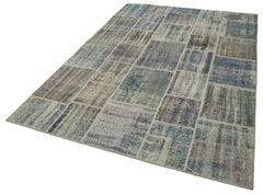 Kırk Yama Gri Patchwork Pamuk Yün El Dokuma Halısı 173x242 Agacan