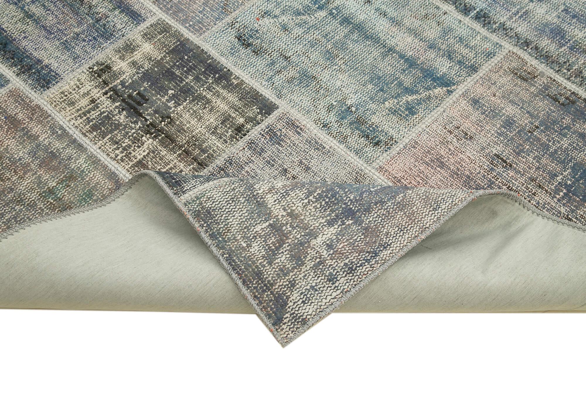 Kırk Yama Gri Patchwork Pamuk Yün El Dokuma Halısı 173x242 Agacan