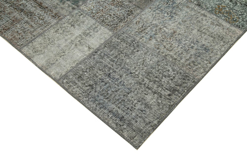 Kırk Yama Gri Patchwork Pamuk Yün El Dokuma Halısı 170x240 Agacan