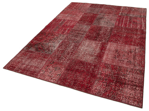 Kırk Yama Kırmızı Patchwork Pamuk Yün El Dokuma Halısı 170x241 Agacan