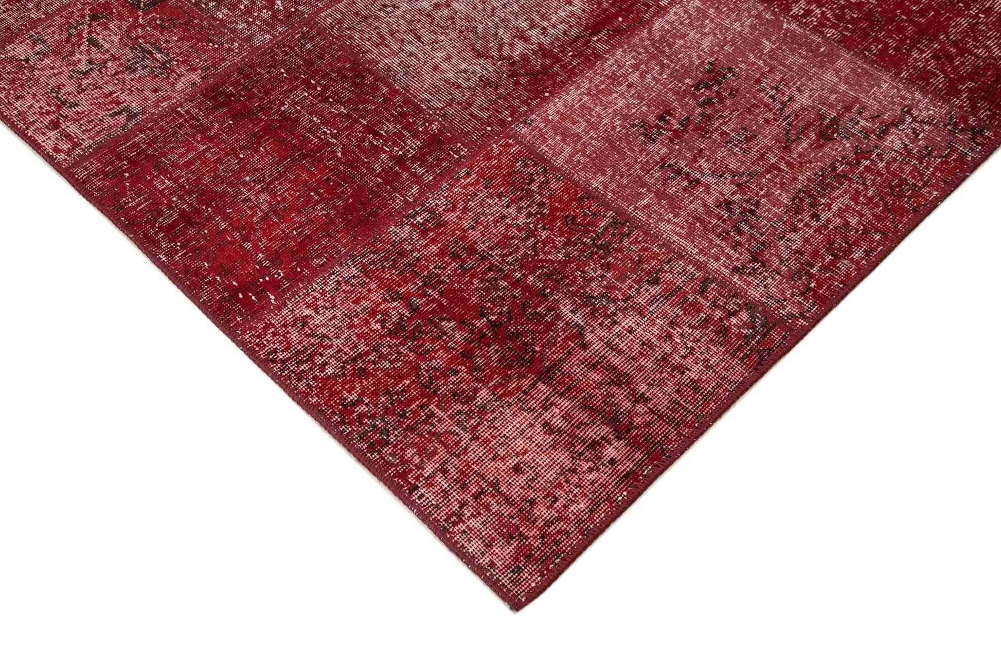 Kırk Yama Kırmızı Patchwork Pamuk Yün El Dokuma Halısı 170x241 Agacan