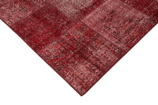 Kırk Yama Kırmızı Patchwork Pamuk Yün El Dokuma Halısı 170x241 Agacan